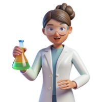 impressive whimsical nordic Female scientist conducting experiment NO BACKGROUND with Transparent Background. exclusive png