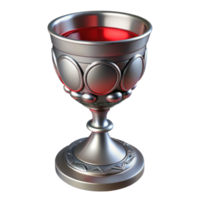 glorious dynamic impressionist Silver chalice, ornate, filled with red wine NO BACKGROUND with Transparent Background. fine detail png