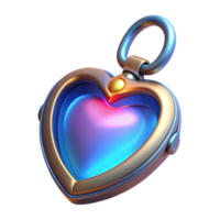 immaculate traditional A stylized heart locket, glowing with an inner light. NO BACKGROUND with Transparent Background. 8K png