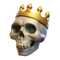 nostalgic glorious Realistic human skull, wearing a golden crown, NO BACKGROUND with Transparent Background. 4K png