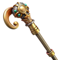 exquisite bohemian Steampunk cane with a hidden blade and ornate handle. NO BACKGROUND with Transparent Background. high resolution png