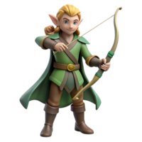 glorious notable A majestic elf, holding a longbow. NO BACKGROUND with Transparent Background. png