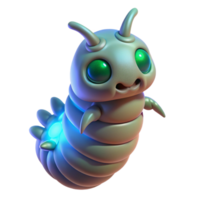 cativante brincalhão clássico estrangeiro larva, bioluminescente, segmentado corpo, pulsante. não fundo com transparente fundo. artesão png