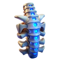 vibrant sought-after Cybernetic spine with glowing vertebrae. NO BACKGROUND with Transparent Background. png