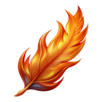 energetic dazzling Stylized phoenix feather, fiery colors, glowing embers, NO BACKGROUND with Transparent Background. high resolution png