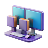 splendid playful modern Desktop computer with multiple monitors, NO BACKGROUND with Transparent Background. premium png