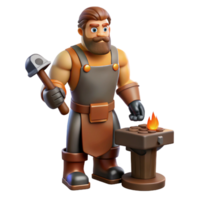 exceptional geometric Hephaestus, God of the Forge, blacksmithing tools, NO BACKGROUND with Transparent Background. expertly shot png
