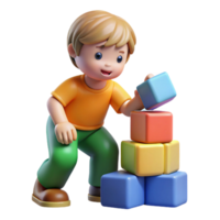 exemplary avant-garde Child playing with blocks NO BACKGROUND with Transparent Background. professional png