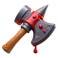 quintessential tropical A menacing orcish axe, dripping with stylized blood. NO BACKGROUND with Transparent Background. 8K png