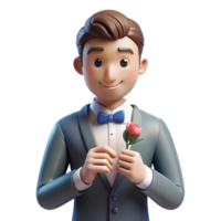 glorious retro Groom fixing boutonniere NO BACKGROUND with Transparent Background. high quality png