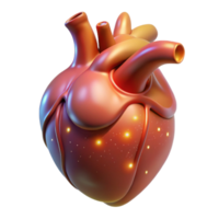 serene retro Realistic human heart, anatomical, glowing with magic, NO BACKGROUND with Transparent Background. professional png