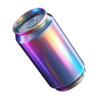 timeless avant-garde Futuristic energy drink can with holographic label. NO BACKGROUND with Transparent Background. elite png