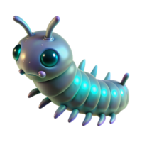 elegant peaceful nordic Alien larva with bioluminescent markings NO BACKGROUND with Transparent Background. fine detail png