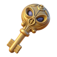 pristine mysterious traditional Alien key with intricate carvings. NO BACKGROUND with Transparent Background. crisp png