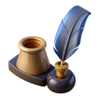 exceptional avant-garde Feather pen, ink well, parchment NO BACKGROUND with Transparent Background. refined png