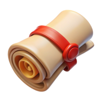 rare geometric Ancient scroll, rolled up, tied with ribbon, wax seal, NO BACKGROUND with Transparent Background. masterfully captured png