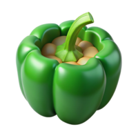 exemplary gothic One green bell pepper cut in half NO BACKGROUND with Transparent Background. original png