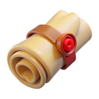 timeless gothic Ancient scroll, rolled up, tied with ribbon, wax seal, NO BACKGROUND with Transparent Background. studio quality png