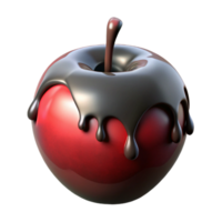 enchanting mid-century Single poisoned apple, dripping dark liquid, bite mark, NO BACKGROUND with Transparent Background. sharp png