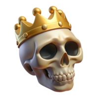 timeless coastal Realistic human skull, wearing a golden crown, NO BACKGROUND with Transparent Background. handcrafted png