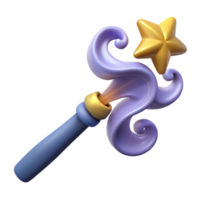 extraordinary mysterious modern Single magic wand, swirling smoke, star-shaped tip, NO BACKGROUND with Transparent Background. premium png