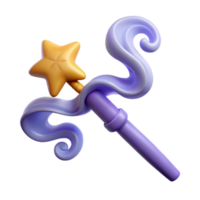 radiant harmonious surreal Single magic wand, swirling smoke, star-shaped tip, NO BACKGROUND with Transparent Background. museum quality png