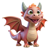 nostalgic impressive Smiling cartoon dragon, playful expression, small wings, NO BACKGROUND with Transparent Background. 4K png