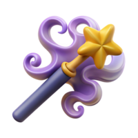 breathtaking melancholic surreal Single magic wand, swirling smoke, star-shaped tip, NO BACKGROUND with Transparent Background. detailed png
