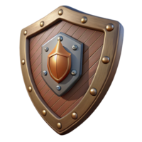 magnificent artistic Single medieval shield, metal and wood, heraldic design, NO BACKGROUND with Transparent Background. authentic png