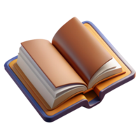 glorious reflective artistic Open book, blank pages, leather bound, NO BACKGROUND with Transparent Background. handcrafted png
