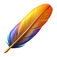 beautiful standout Single bird feather, colorful, detailed texture, NO BACKGROUND with Transparent Background. png