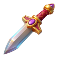 gorgeous romantic industrial Ornate dagger, jeweled hilt, sharp blade, NO BACKGROUND with Transparent Background. precision png