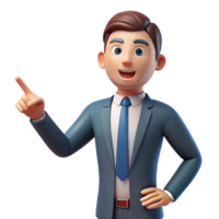 reflective majestic Serious businessman, pointing finger, NO BACKGROUND with Transparent Background. crisp png