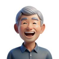 serene celebrated Happy senior man, laughing, NO BACKGROUND with Transparent Background. png