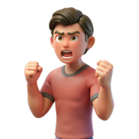 hypnotic peaceful geometric Angry young man, clenched fists, NO BACKGROUND with Transparent Background. high resolution png