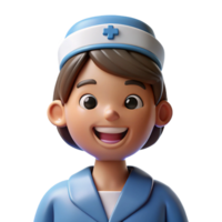 mesmerizing organic Nurse, smiling warmly, NO BACKGROUND with Transparent Background. 4K png