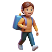 inspired geometric Student, carrying backpack, NO BACKGROUND with Transparent Background. precision png