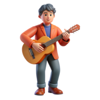 magnificent signature Musician, playing guitar, NO BACKGROUND with Transparent Background. png