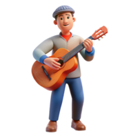 intense spectacular Musician, playing guitar, NO BACKGROUND with Transparent Background. masterfully captured png