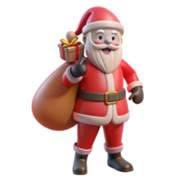 gorgeous distinctive Santa Claus, holding sack of presents, NO BACKGROUND with Transparent Background. png