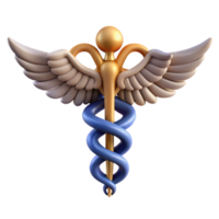 impressive reflective modern Hermes' Caduceus, winged staff with intertwined serpents, NO BACKGROUND with Transparent Background. impeccable png