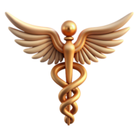 iconic minimalist Hermes' Caduceus, winged staff with intertwined serpents, NO BACKGROUND with Transparent Background. museum quality png