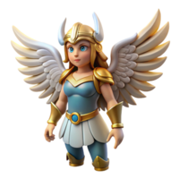 distinctive renaissance A single Valkyrie, winged warrior maiden, NO BACKGROUND with Transparent Background. high quality png