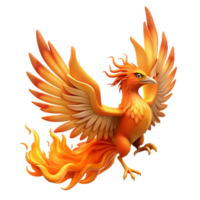 sought-after surreal A Phoenix, fiery bird rising from ashes, NO BACKGROUND with Transparent Background. artisan png