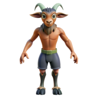 picturesque tranquil modern A Satyr, humanoid with goat legs and horns, NO BACKGROUND with Transparent Background. museum quality png