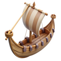 spectacular impressionist A Viking Longship, wooden warship with oars, NO BACKGROUND with Transparent Background. sharp png