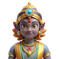 magnificent retro An Indian Deity, adorned with jewels and intricate clothing, NO BACKGROUND with Transparent Background. sharp png