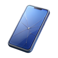 playful elegant Modern smartphone with cracked screen, NO BACKGROUND with Transparent Background. sharp png