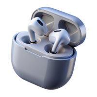 nostalgic fascinating Single AirPod Pro with charging case open, NO BACKGROUND with Transparent Background. flawless png