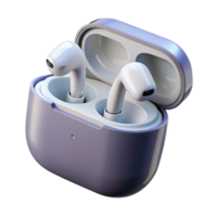 iconic minimalist Single AirPod Pro with charging case open, NO BACKGROUND with Transparent Background. refined png